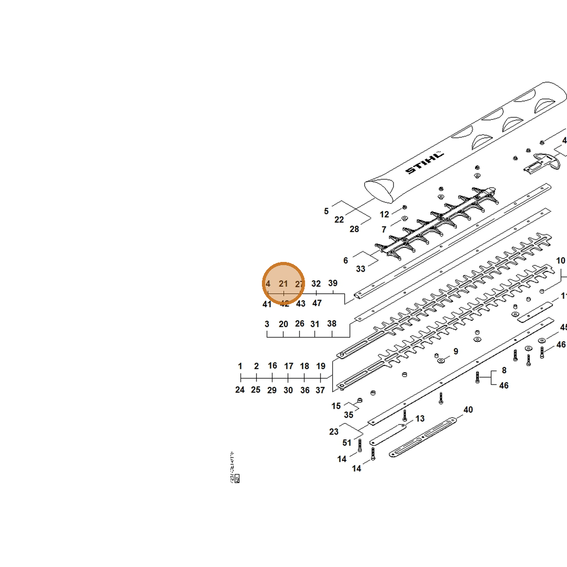 STIHL part 4237-641-4601 — IPL diagram snippet (6x zoom, amber highlight)