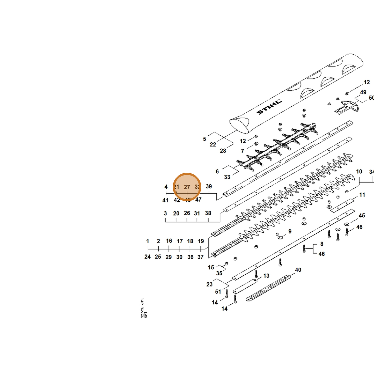 STIHL part 4237-641-4602 — IPL diagram snippet (6x zoom, amber highlight)