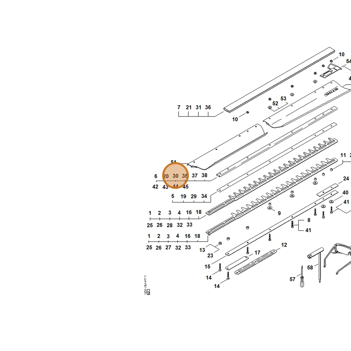 STIHL part 4237-641-4603 — IPL diagram snippet (6x zoom, amber highlight)