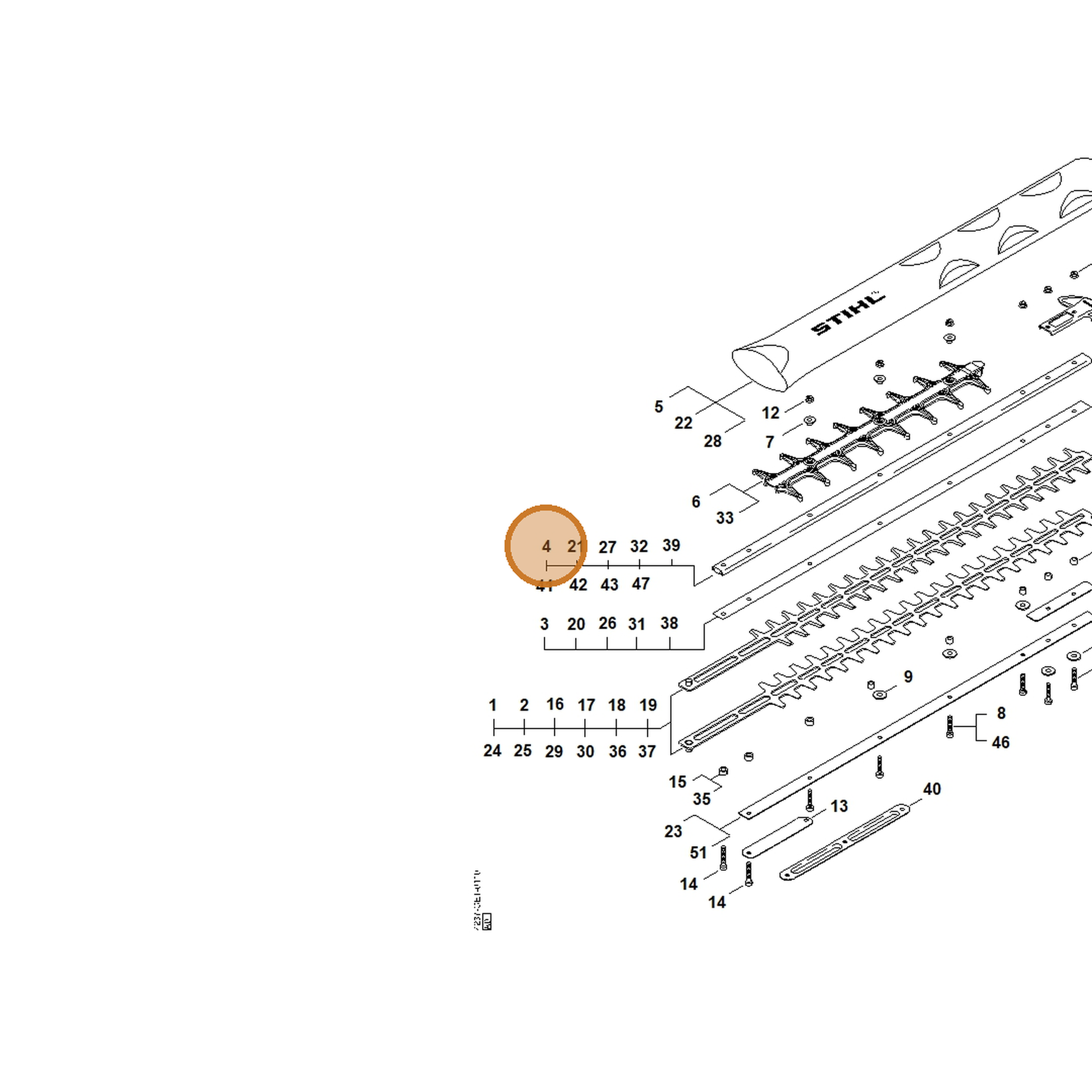 STIHL part 4237-641-4605 — IPL diagram snippet (6x zoom, amber highlight)