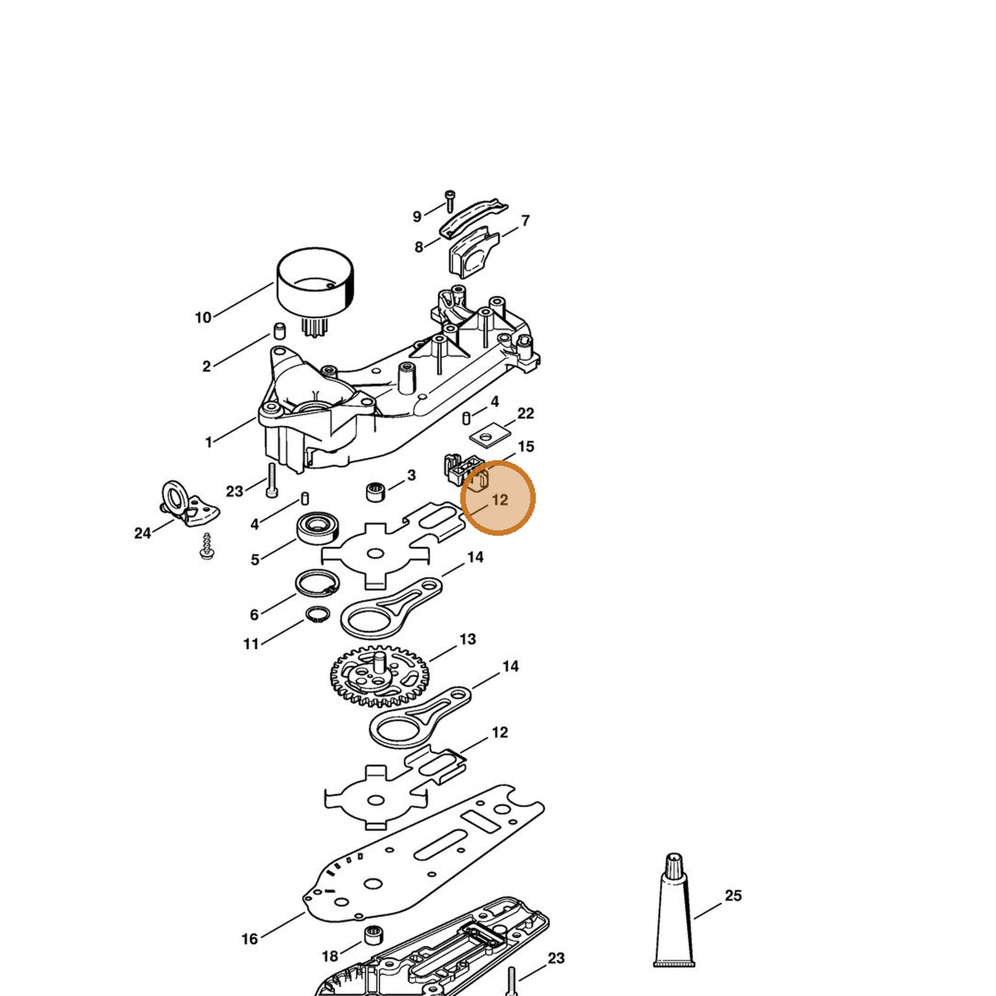 STIHL part 4237-642-4801 — IPL diagram snippet (6x zoom, amber highlight)