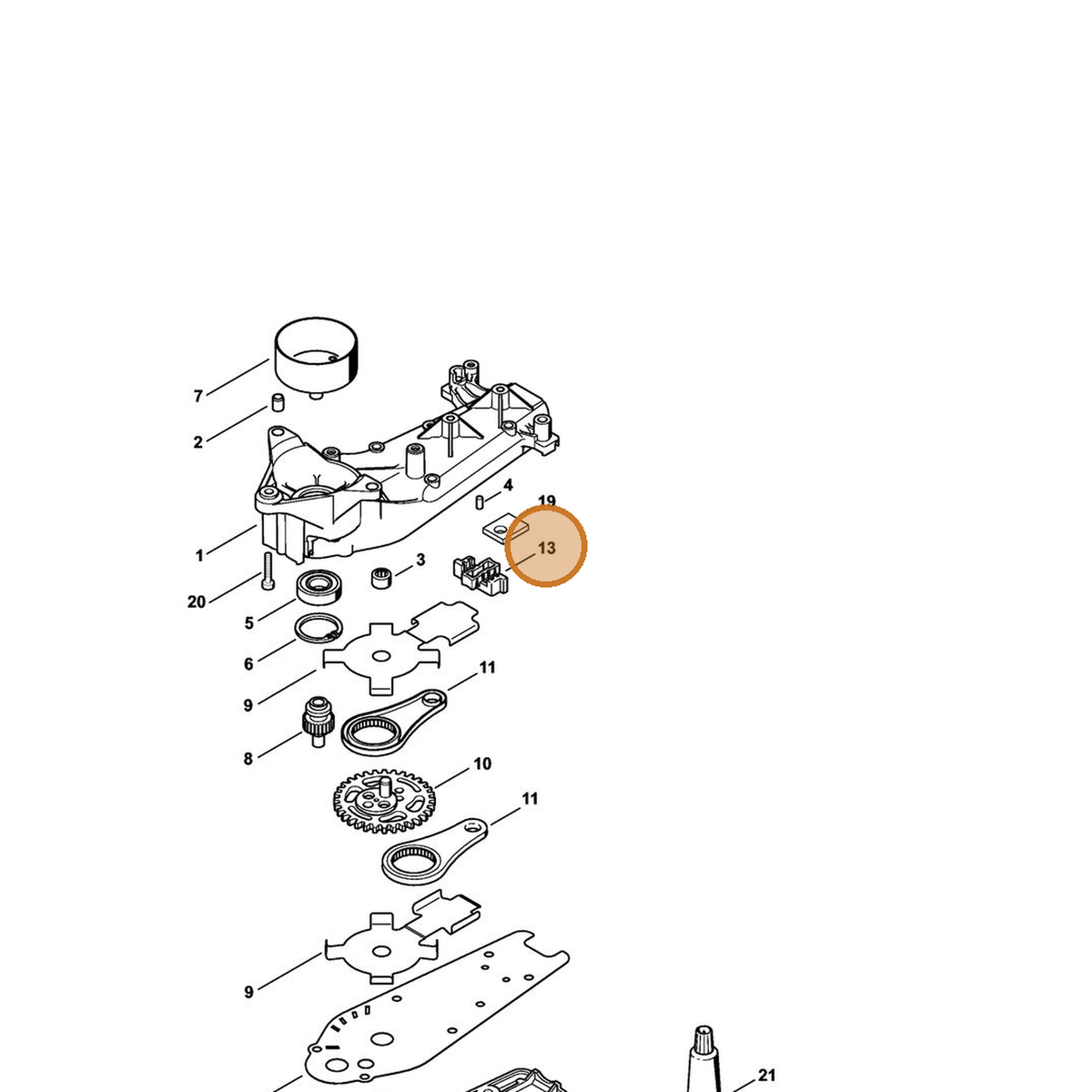 STIHL part 4237-649-0301 — IPL diagram snippet (6x zoom, amber highlight)