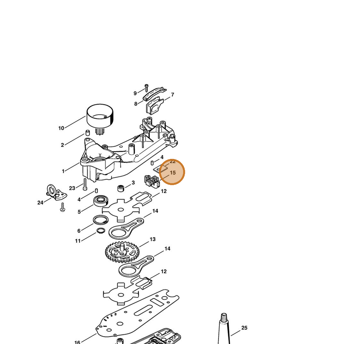 STIHL part 4237-649-0304 — IPL diagram snippet (6x zoom, amber highlight)