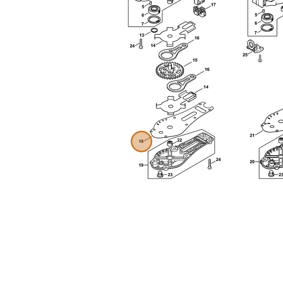 STIHL part 4237-649-0309 — IPL diagram snippet (6x zoom, amber highlight)