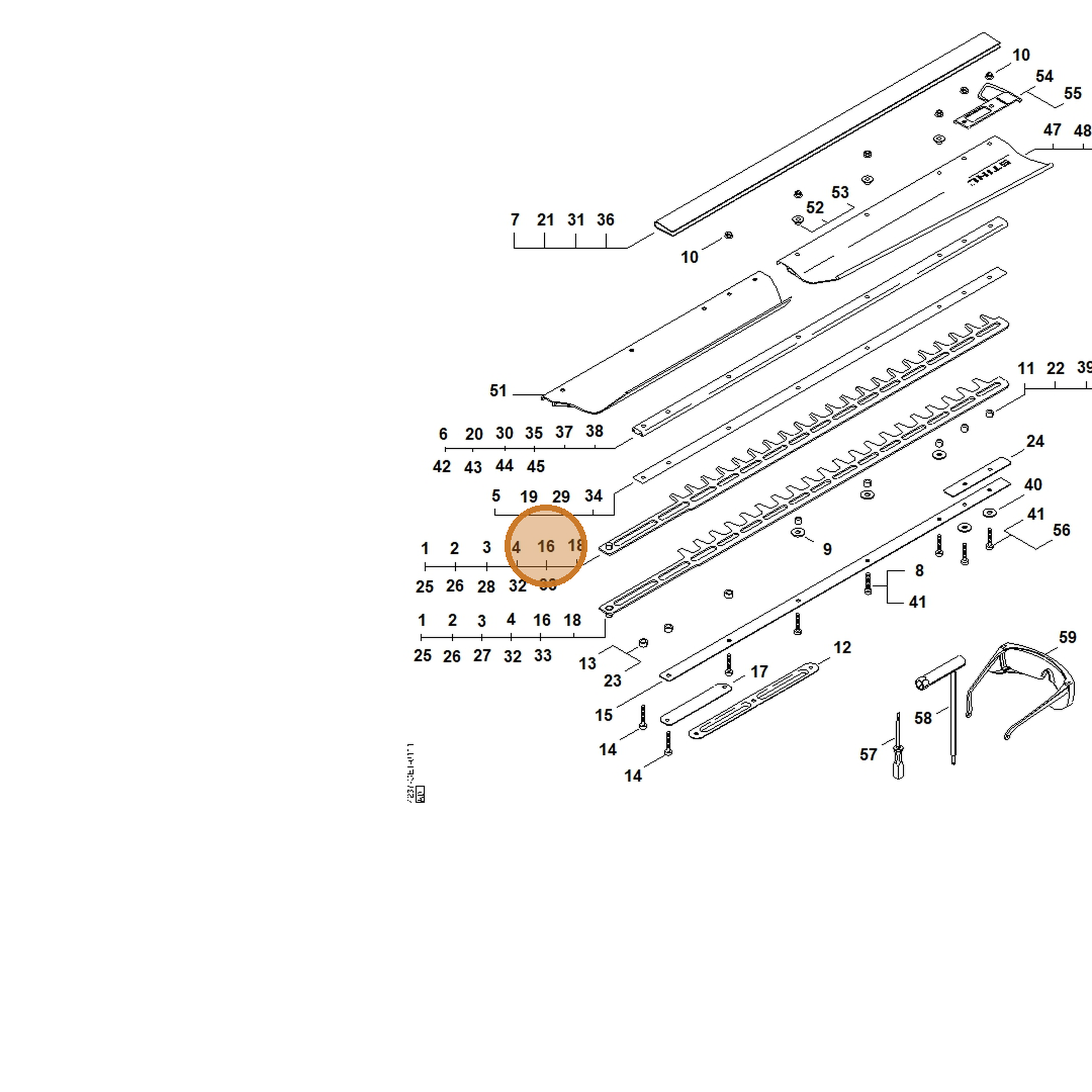STIHL part 4237-710-5905 — IPL diagram snippet (6x zoom, amber highlight)