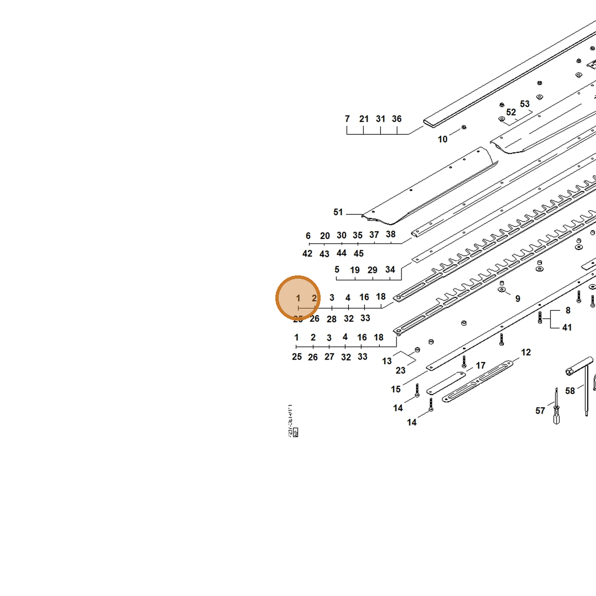 STIHL part 4237-710-5907 — IPL diagram snippet (6x zoom, amber highlight)