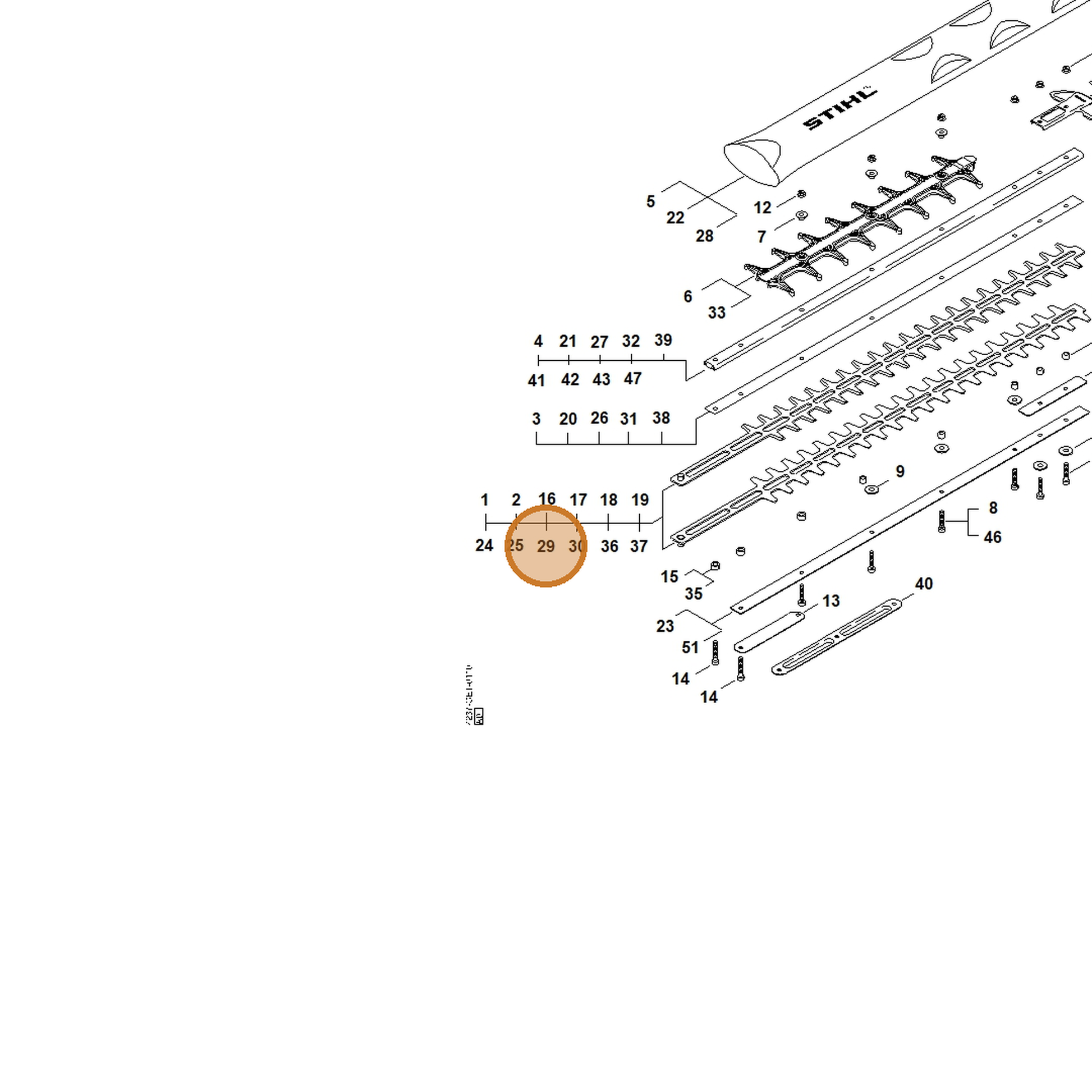 STIHL part 4237-710-5911 — IPL diagram snippet (6x zoom, amber highlight)