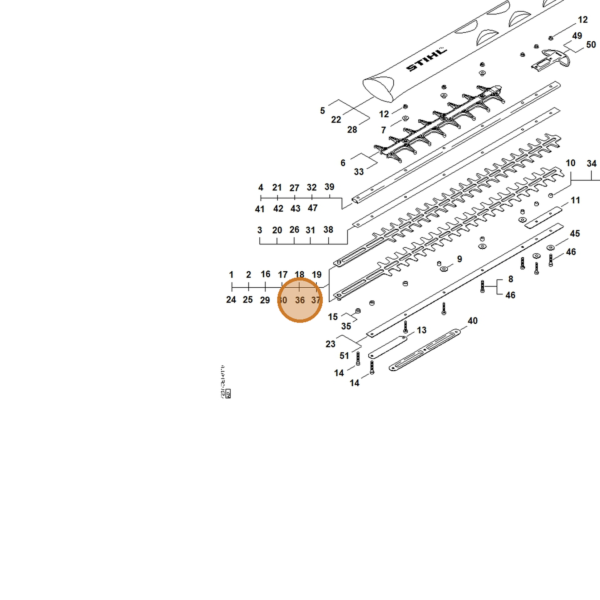 STIHL part 4237-710-5912 — IPL diagram snippet (6x zoom, amber highlight)