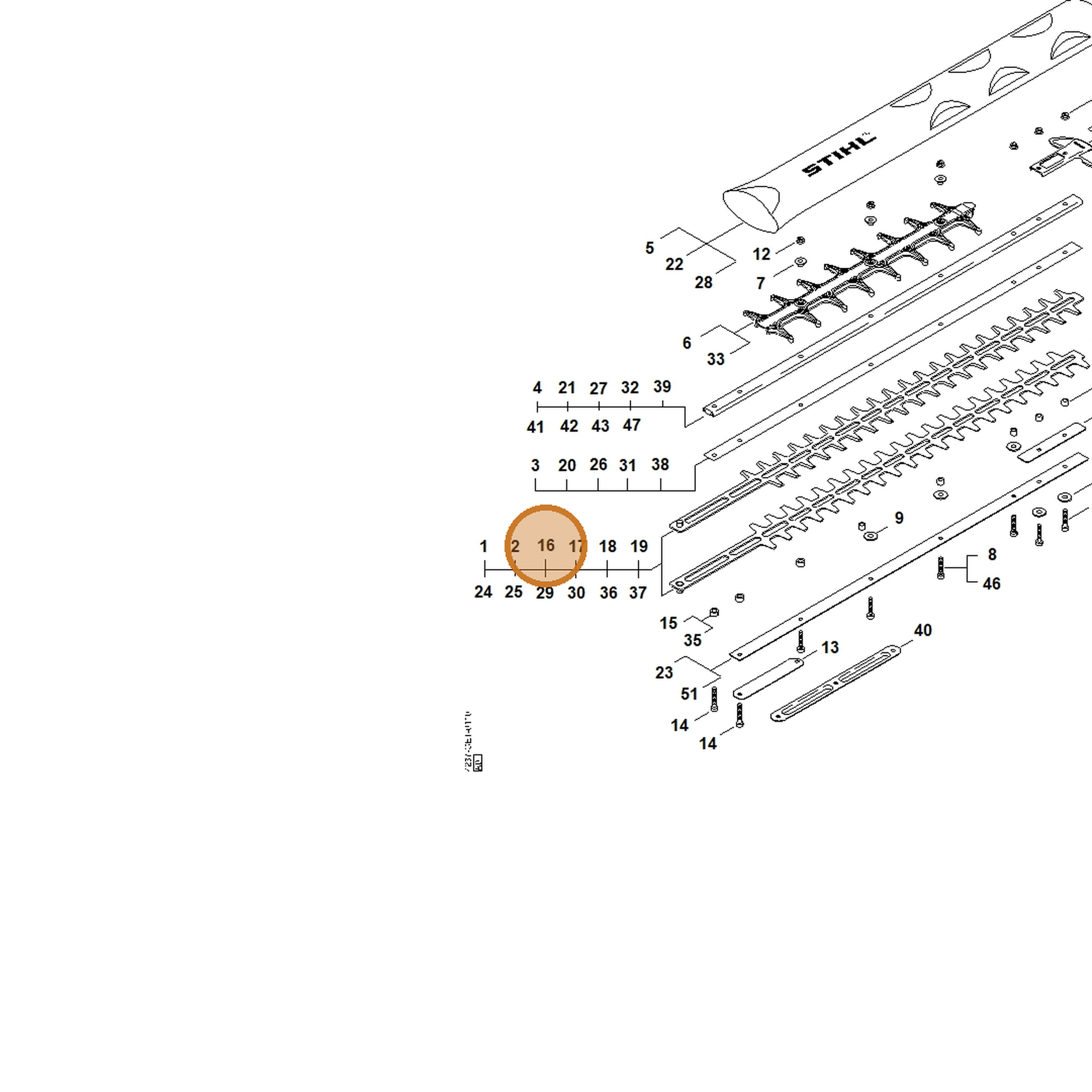 STIHL part 4237-710-5914 — IPL diagram snippet (6x zoom, amber highlight)