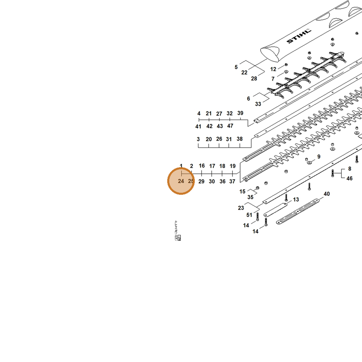 STIHL part 4237-710-5915 — IPL diagram snippet (6x zoom, amber highlight)