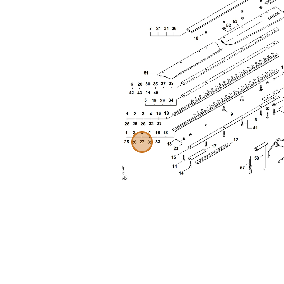 STIHL part 4237-710-6031 — IPL diagram snippet (6x zoom, amber highlight)