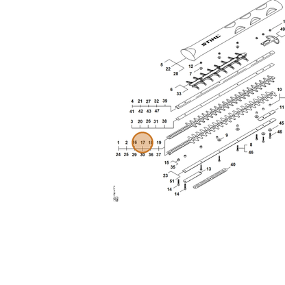 STIHL part 4237-710-6051 — IPL diagram snippet (6x zoom, amber highlight)