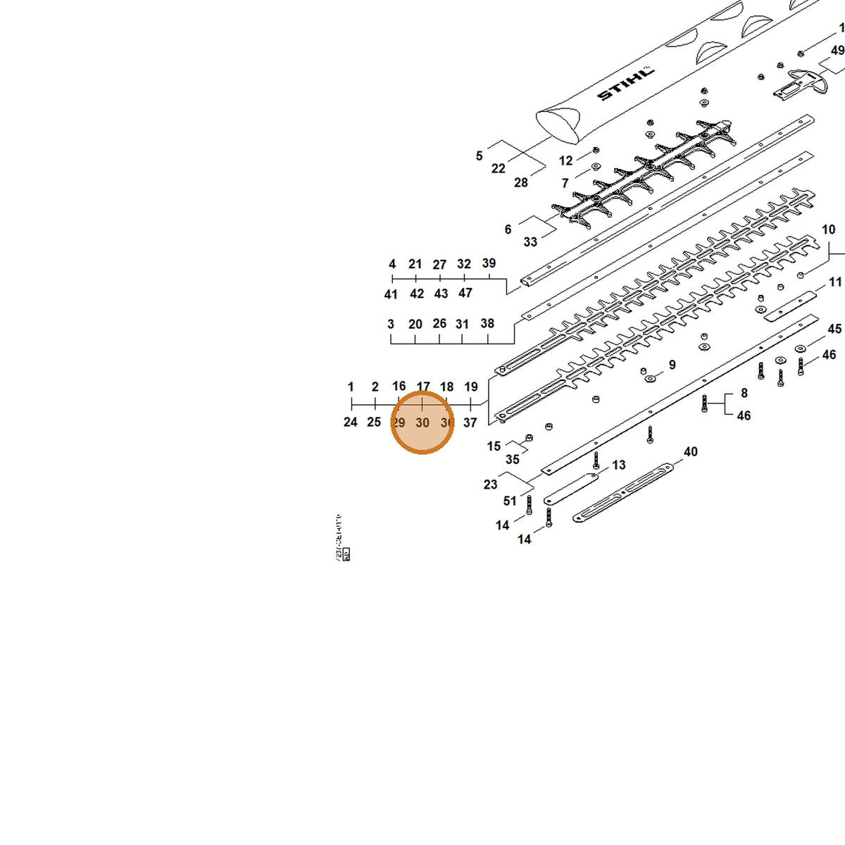 STIHL part 4237-710-6053 — IPL diagram snippet (6x zoom, amber highlight)