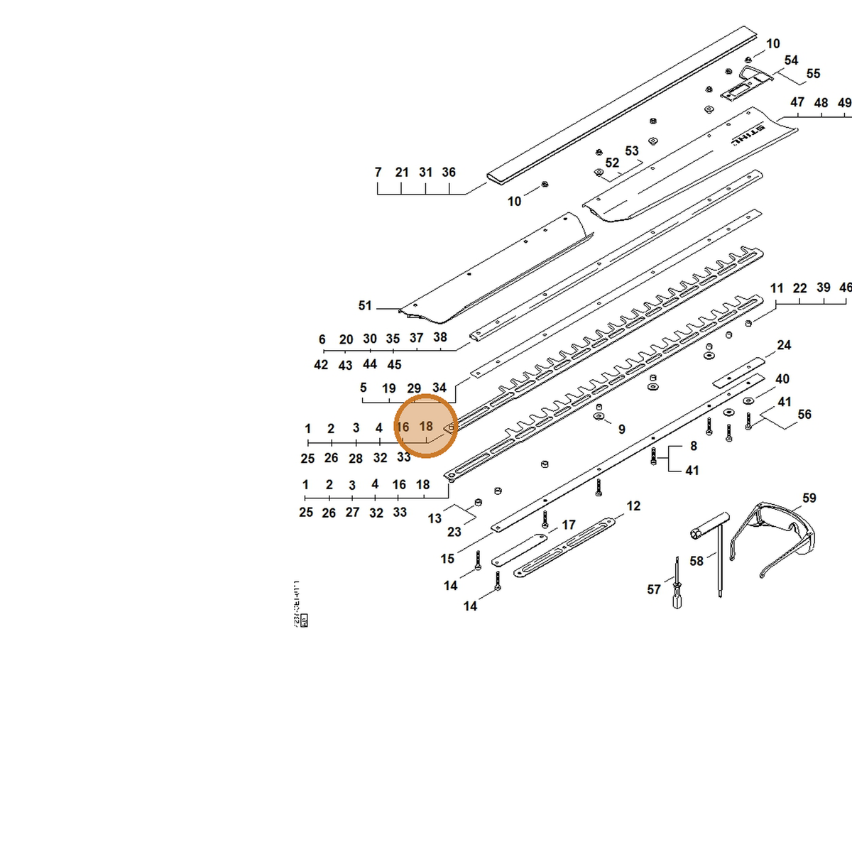 STIHL part 4237-710-6055 — IPL diagram snippet (6x zoom, amber highlight)