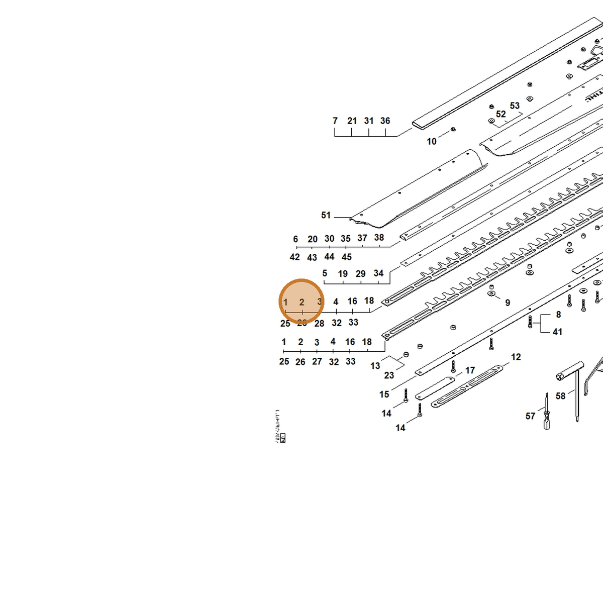 STIHL part 4237-710-6057 — IPL diagram snippet (6x zoom, amber highlight)