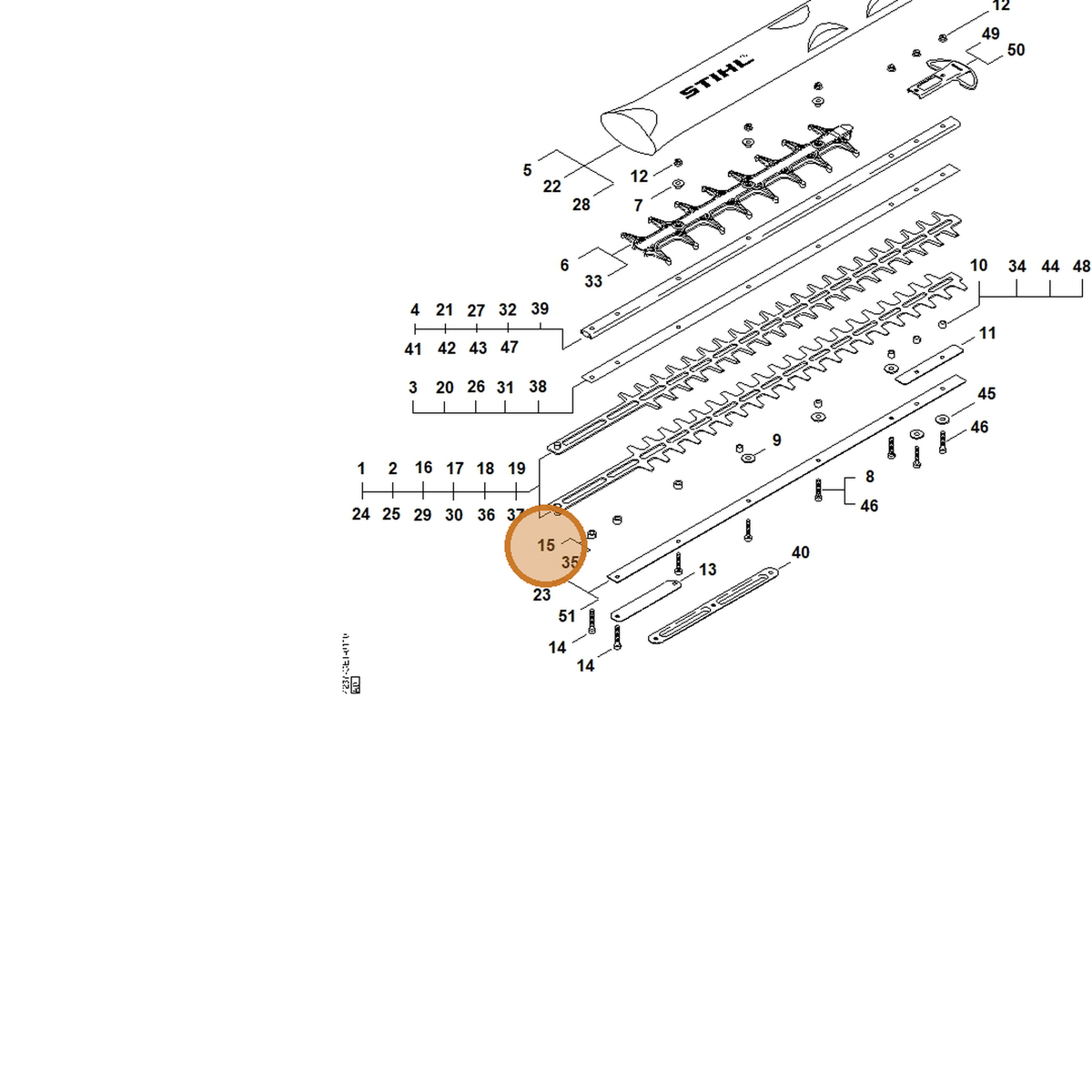 STIHL part 4237-711-2500 — IPL diagram snippet (6x zoom, amber highlight)