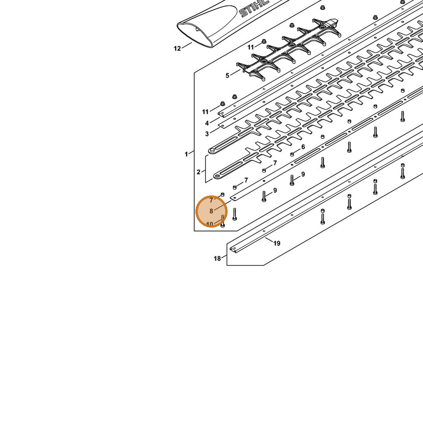 STIHL part 4237-711-4802 — IPL diagram snippet (6x zoom, amber highlight)