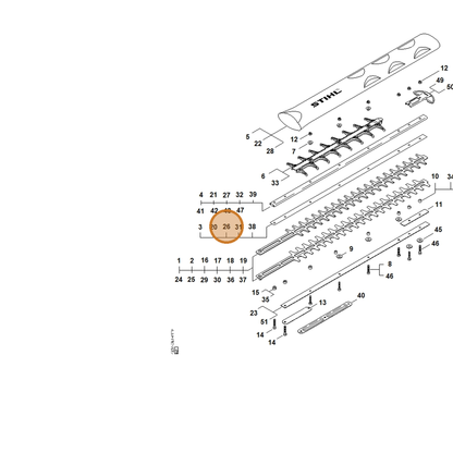 STIHL part 4237-713-2201 — IPL diagram snippet (6x zoom, amber highlight)