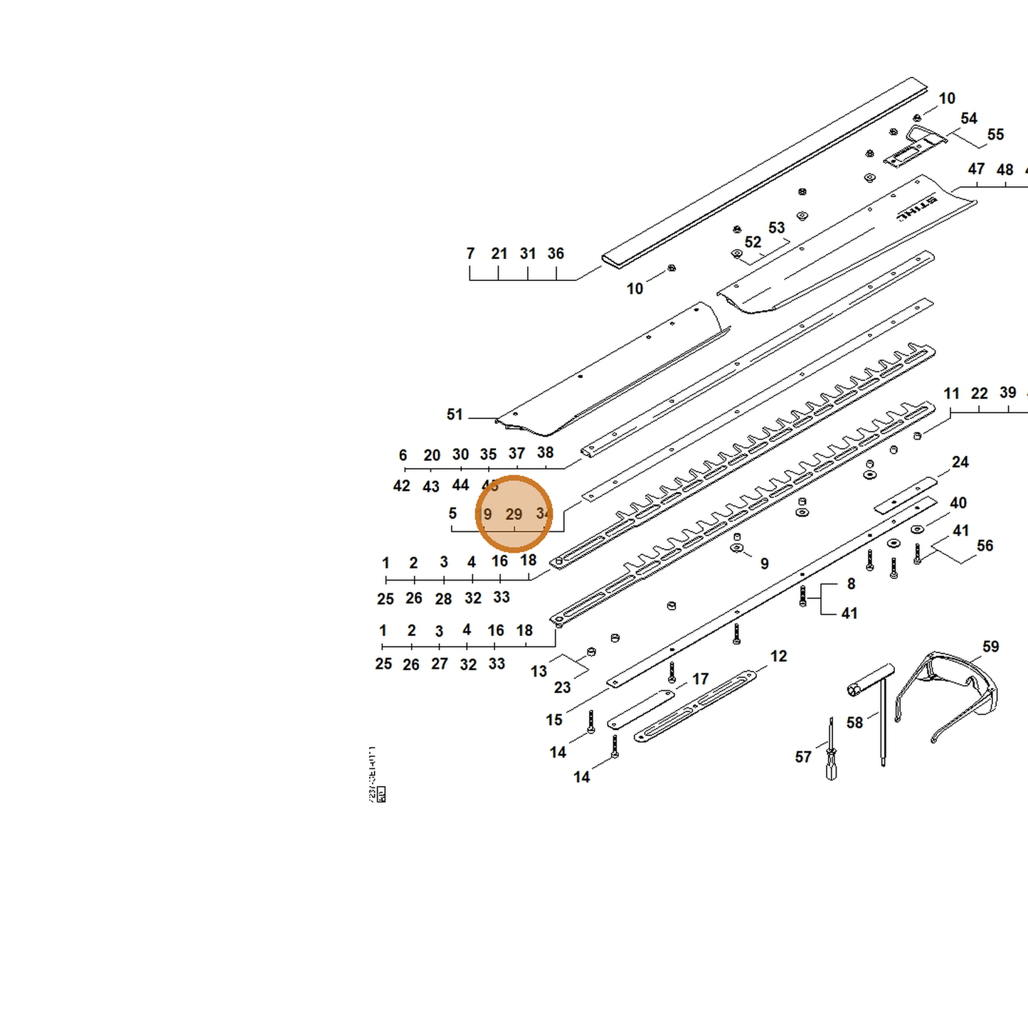 STIHL part 4237-713-2202 — IPL diagram snippet (6x zoom, amber highlight)