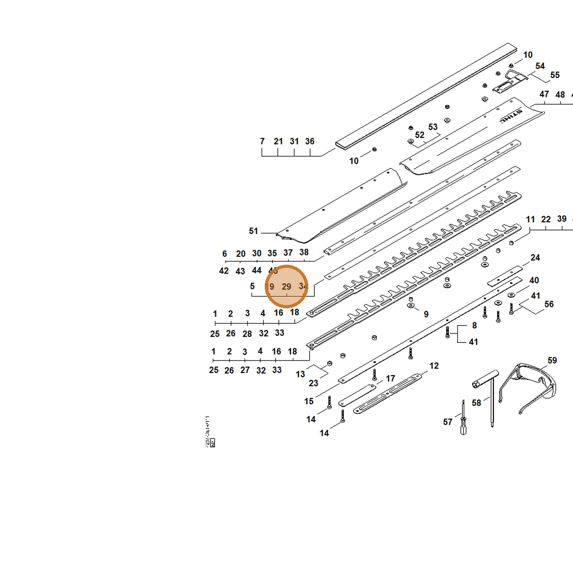 STIHL part 4237-713-2202 — IPL diagram snippet (6x zoom, amber highlight)