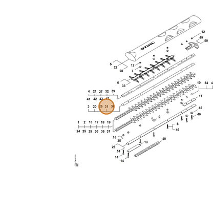 STIHL part 4237-713-2203 — IPL diagram snippet (6x zoom, amber highlight)