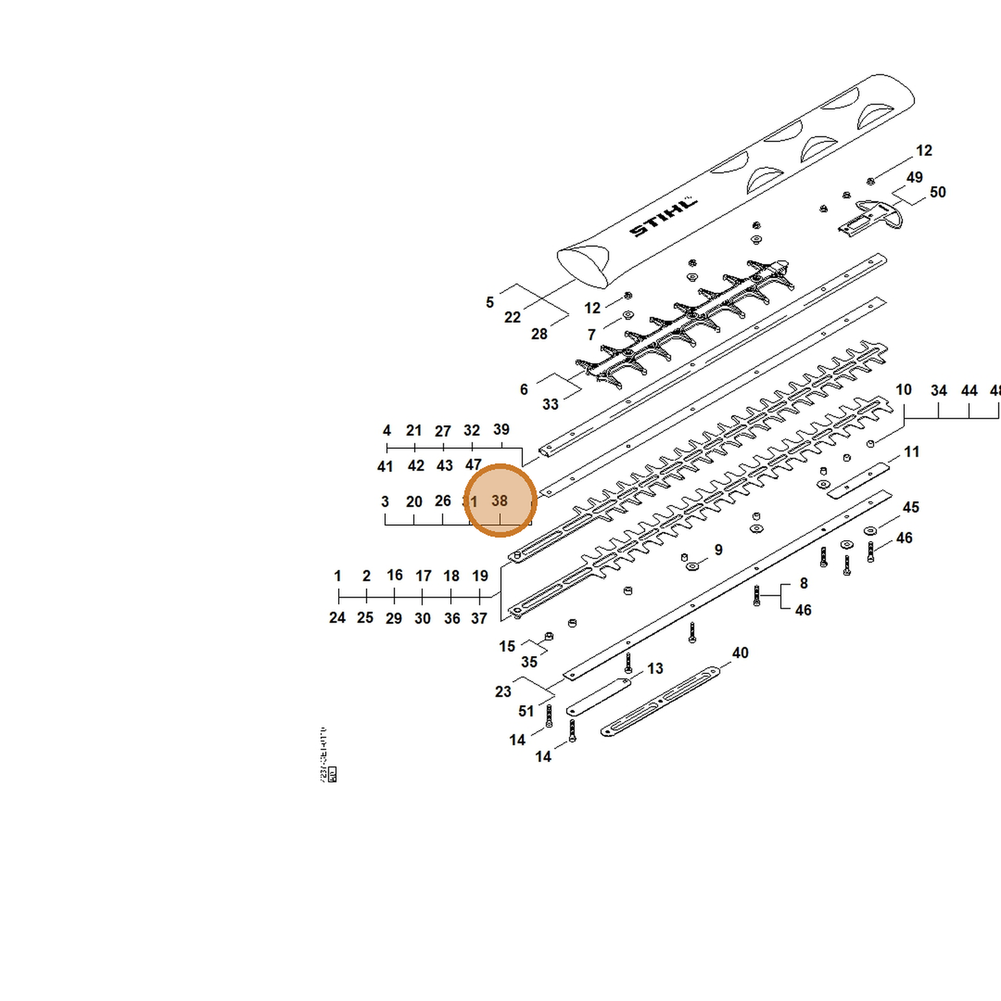 STIHL part 4237-713-2204 — IPL diagram snippet (6x zoom, amber highlight)
