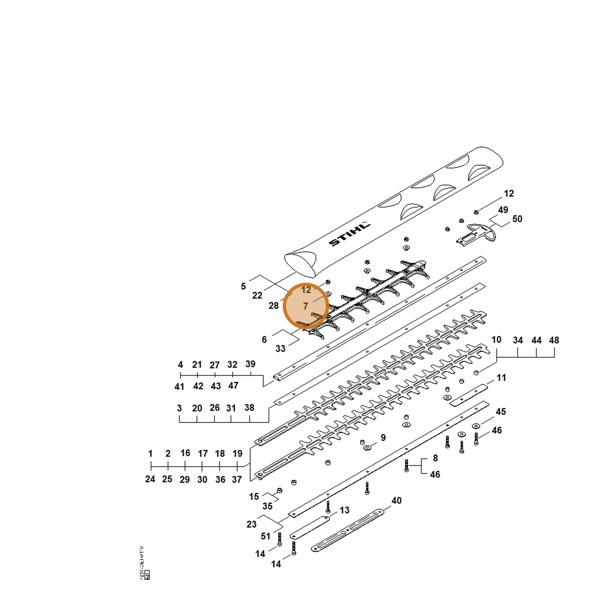 STIHL part 4237-716-3600 — IPL diagram snippet (6x zoom, amber highlight)