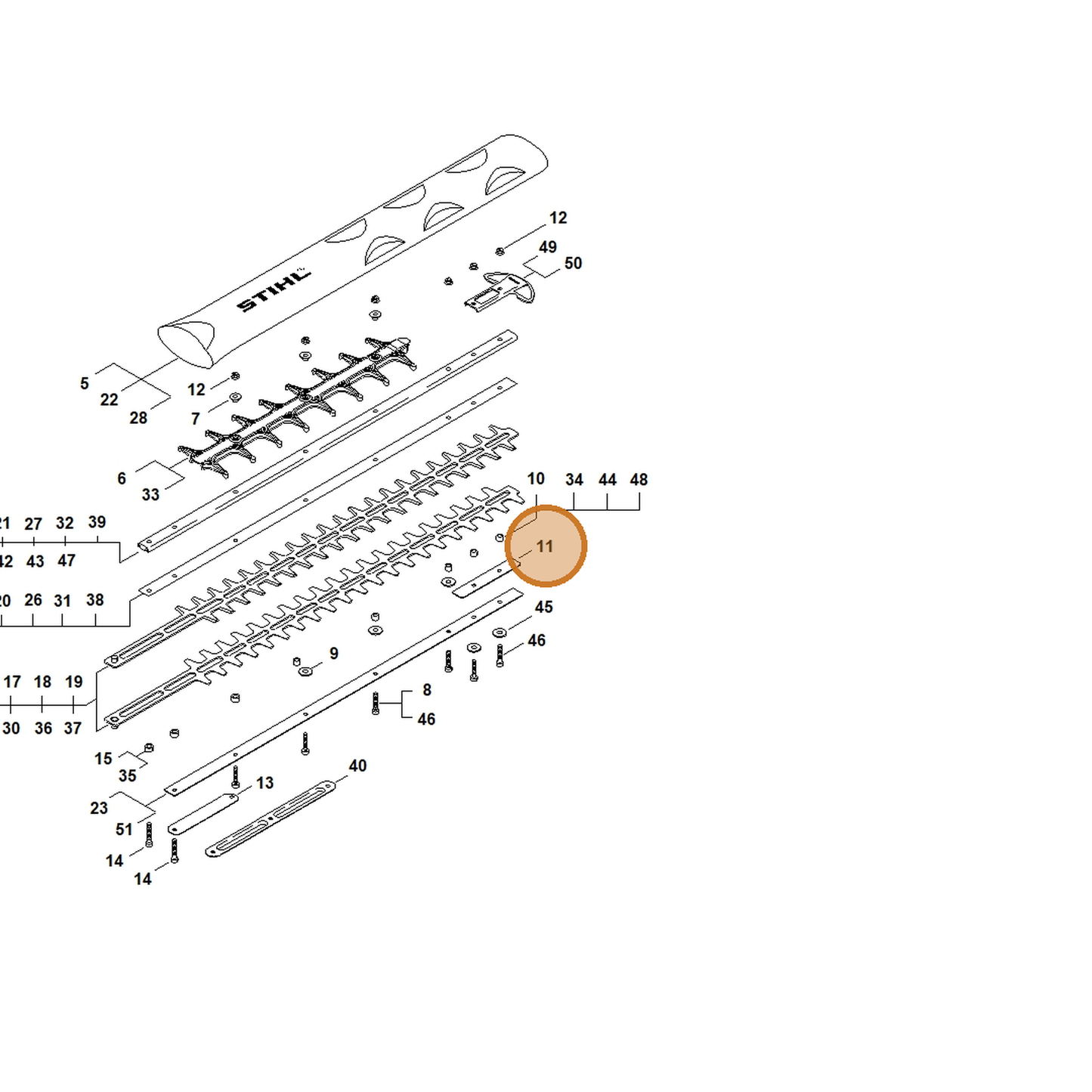 STIHL part 4237-717-3100 — IPL diagram snippet (6x zoom, amber highlight)