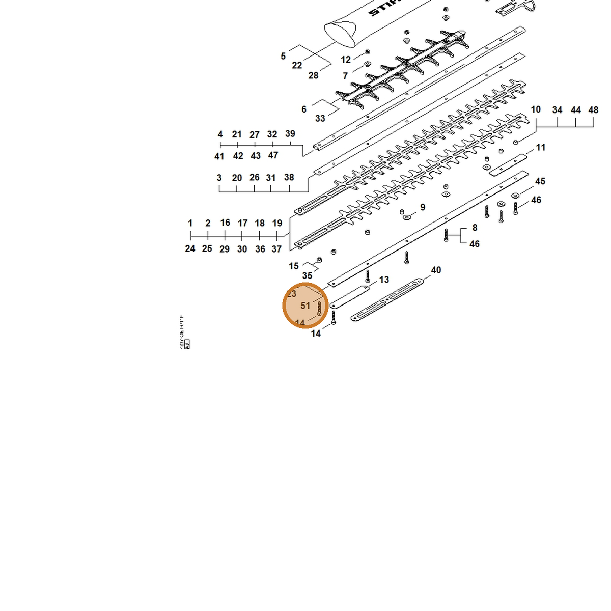 STIHL part 4237-717-3105 — IPL diagram snippet (6x zoom, amber highlight)