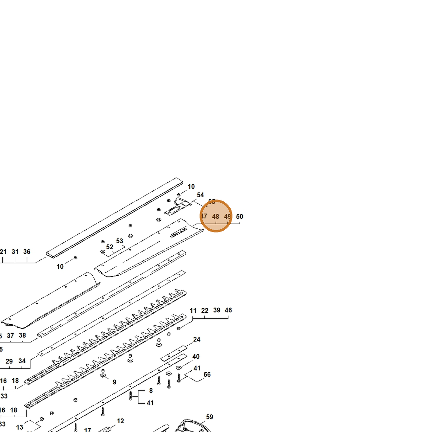 STIHL part 4237-740-3300 — IPL diagram snippet (6x zoom, amber highlight)