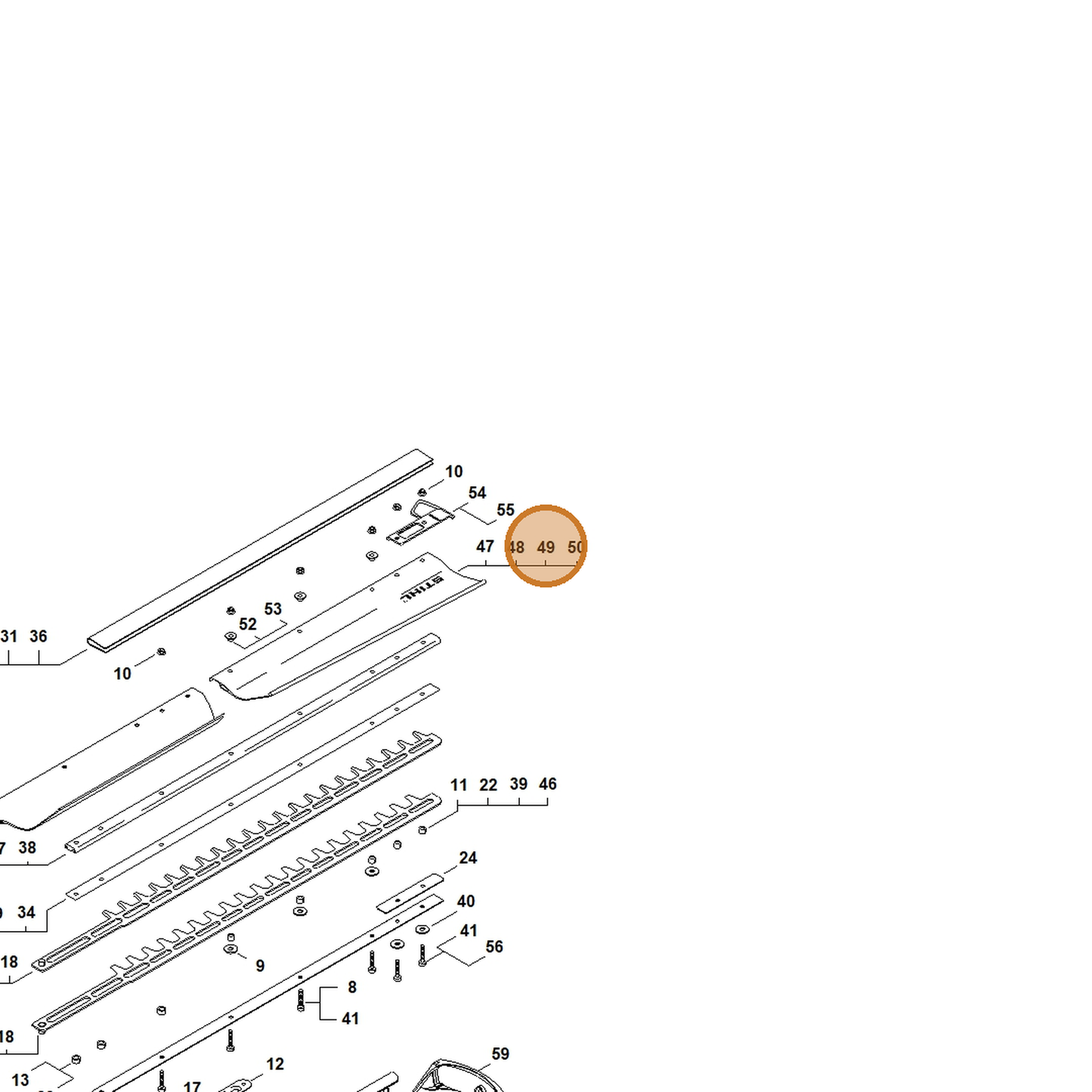 STIHL part 4237-740-3305 — IPL diagram snippet (6x zoom, amber highlight)