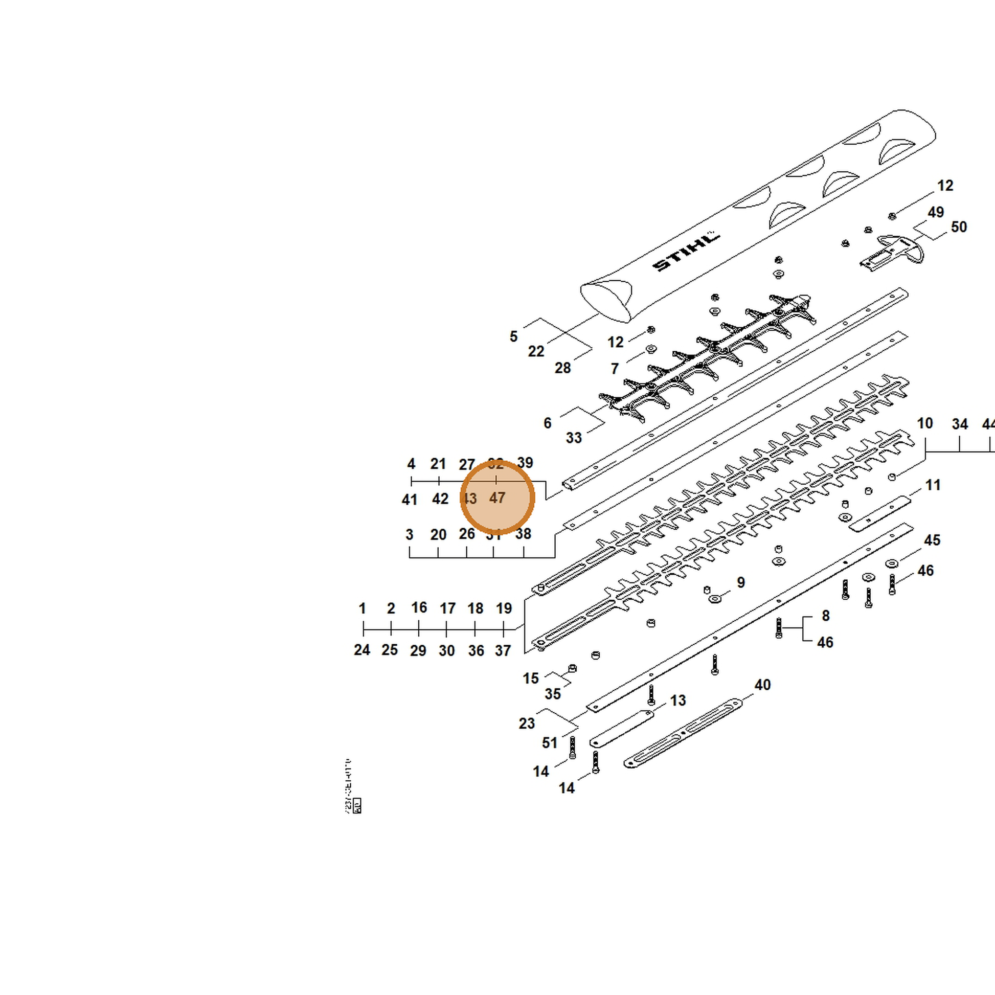 STIHL part 4237-740-6504 — IPL diagram snippet (6x zoom, amber highlight)