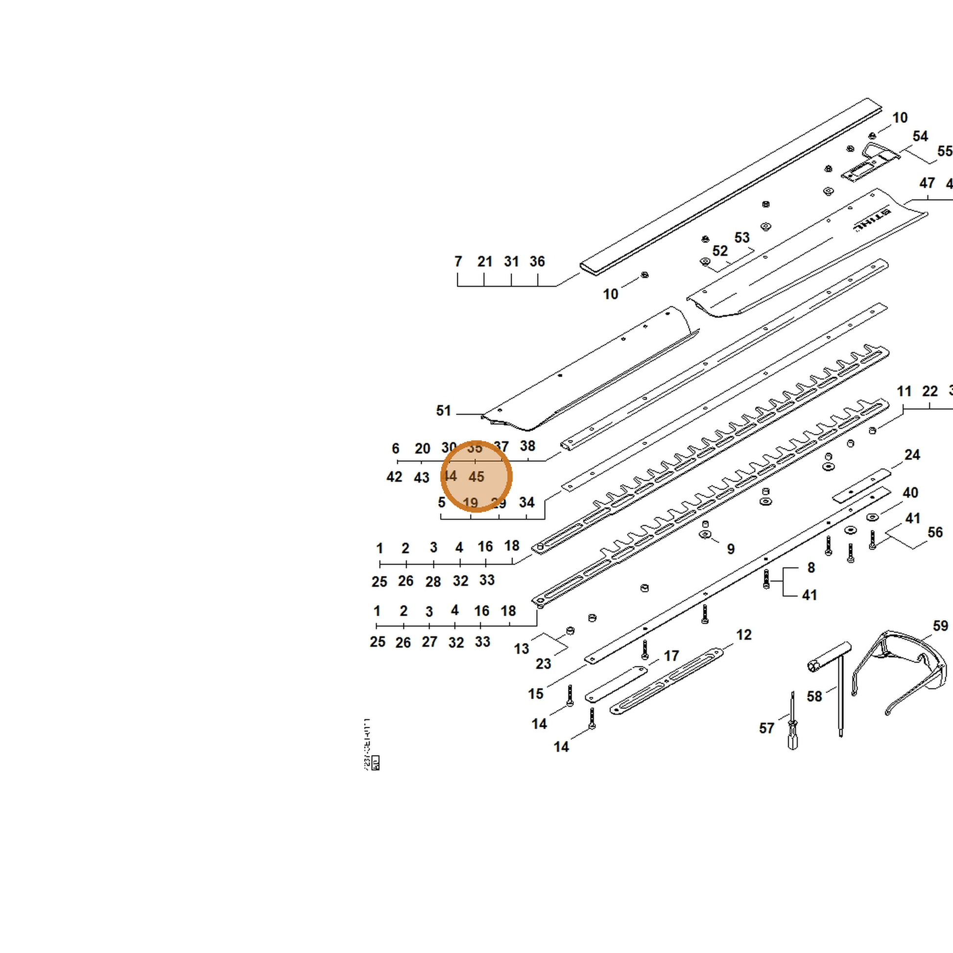 STIHL part 4237-740-6505 — IPL diagram snippet (6x zoom, amber highlight)