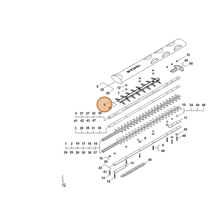 STIHL part 4237-740-9502 — IPL diagram snippet (6x zoom, amber highlight)