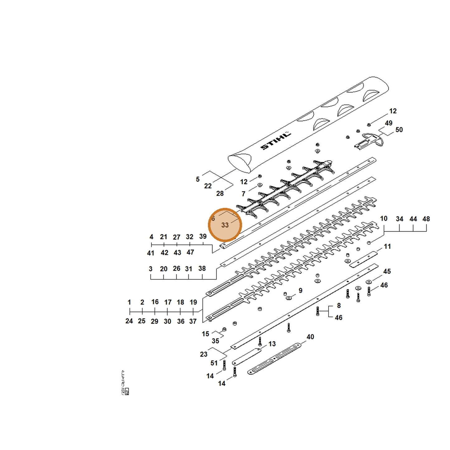 STIHL part 4237-740-9503 — IPL diagram snippet (6x zoom, amber highlight)
