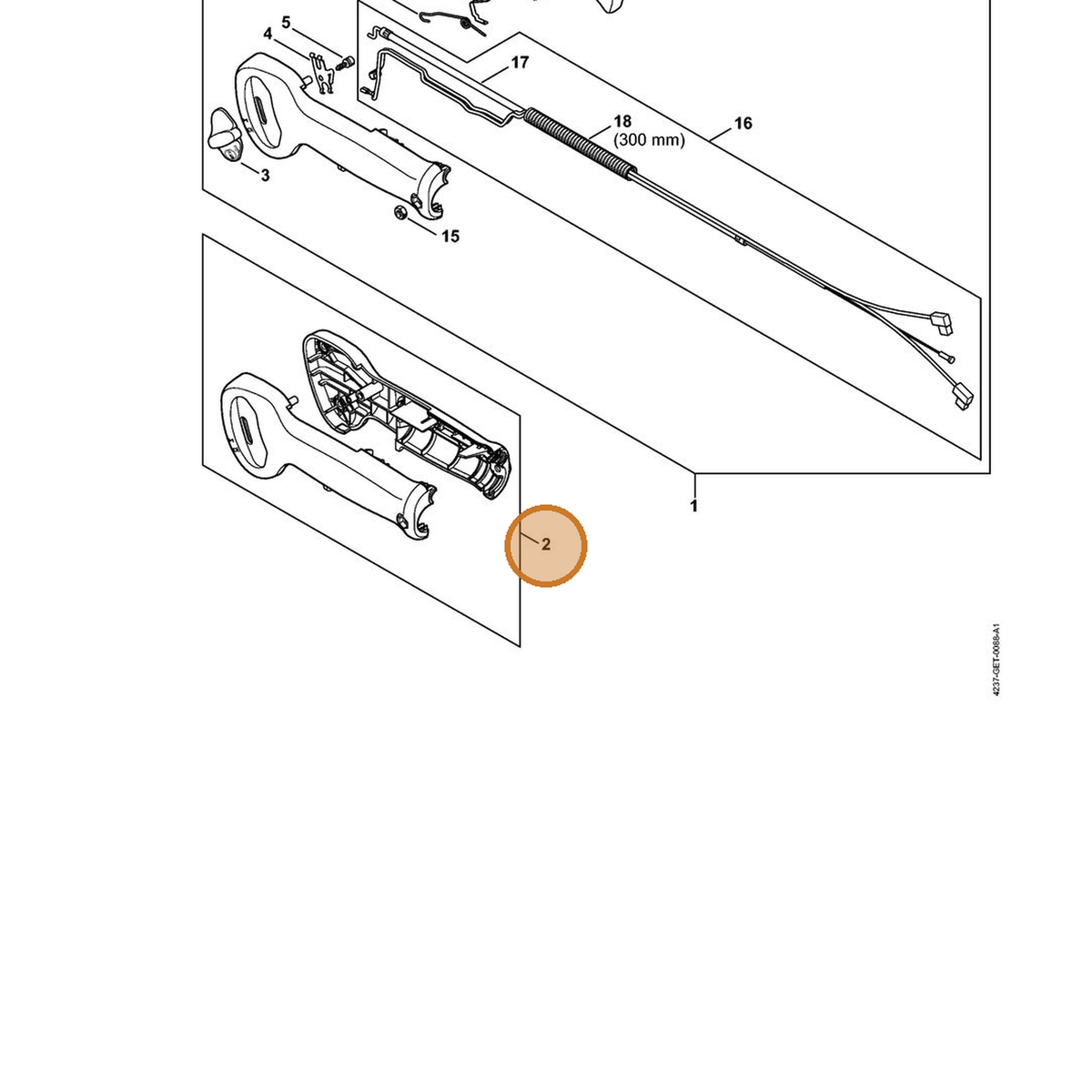 STIHL part 4237-790-0300 — IPL diagram snippet (6x zoom, amber highlight)