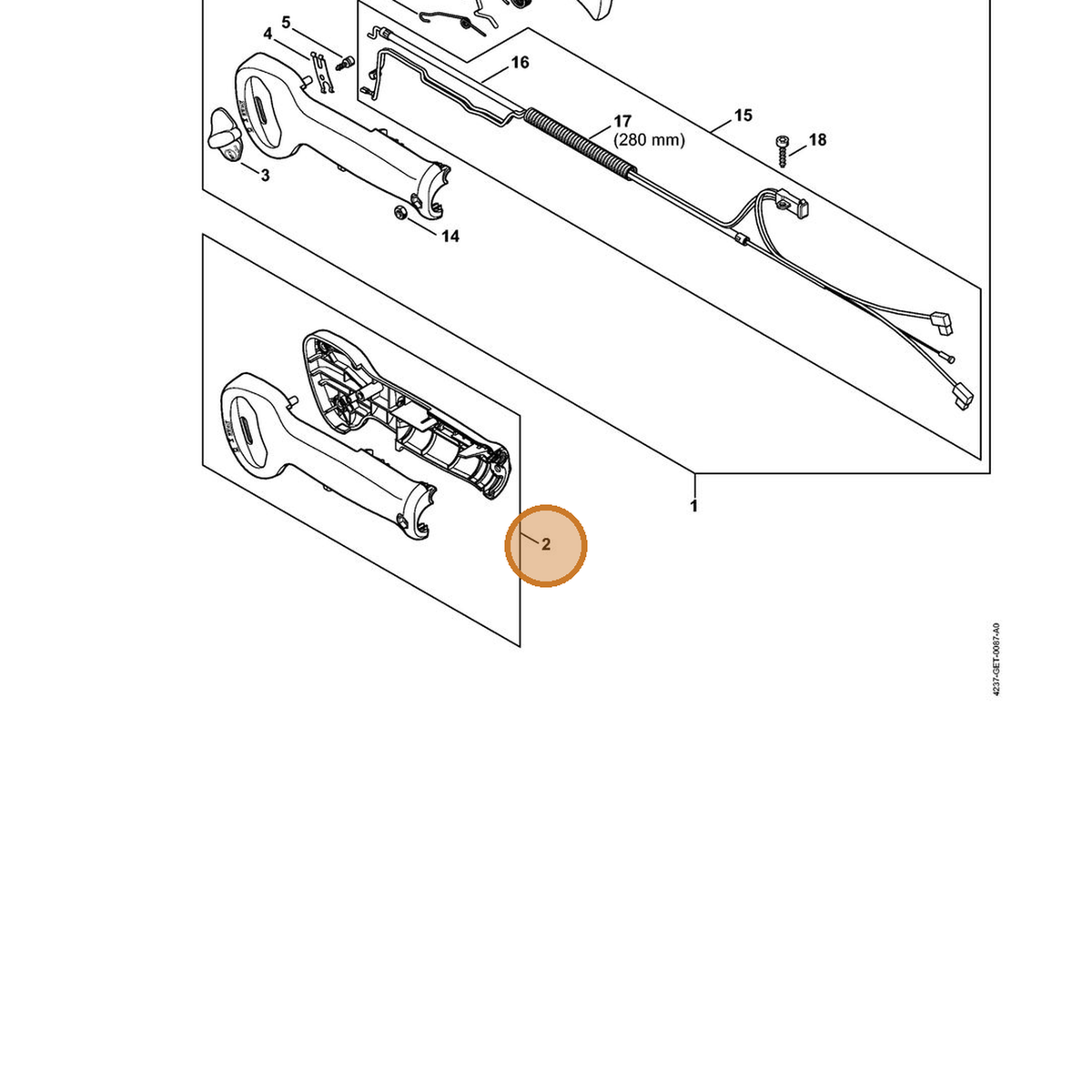 STIHL part 4237-790-0301 — IPL diagram snippet (6x zoom, amber highlight)