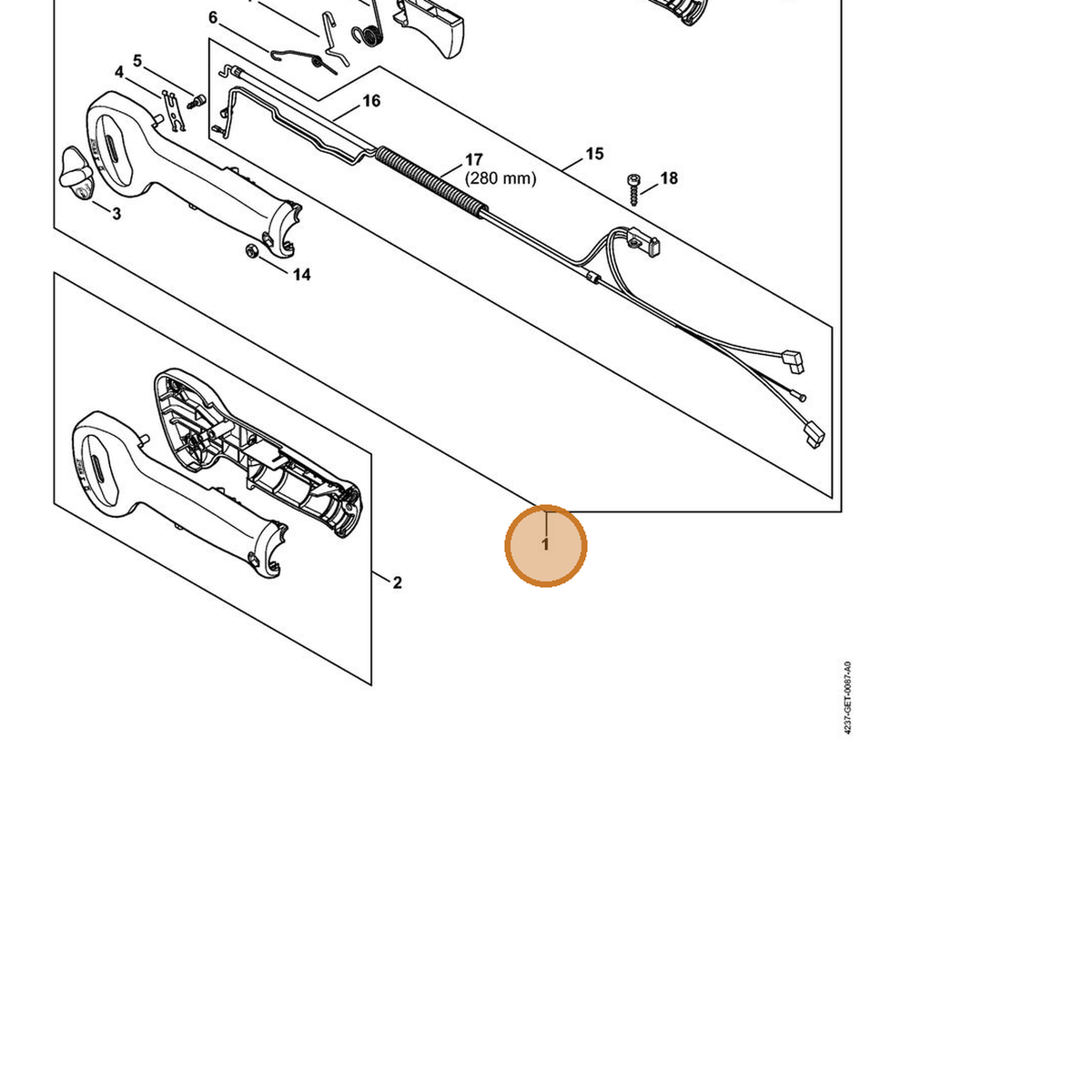 STIHL part 4237-790-1304 — IPL diagram snippet (6x zoom, amber highlight)