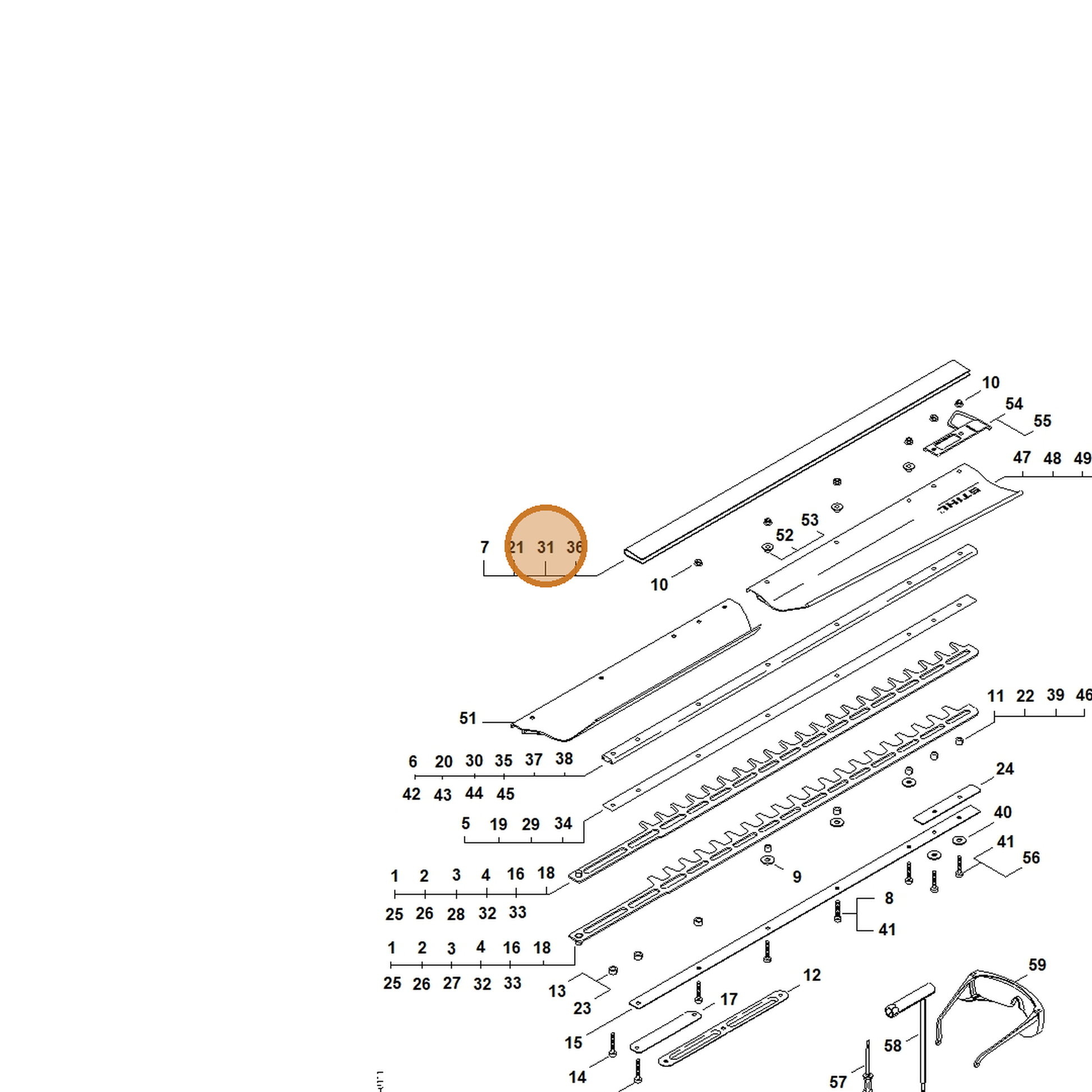 STIHL part 4237-790-9203 — IPL diagram snippet (6x zoom, amber highlight)