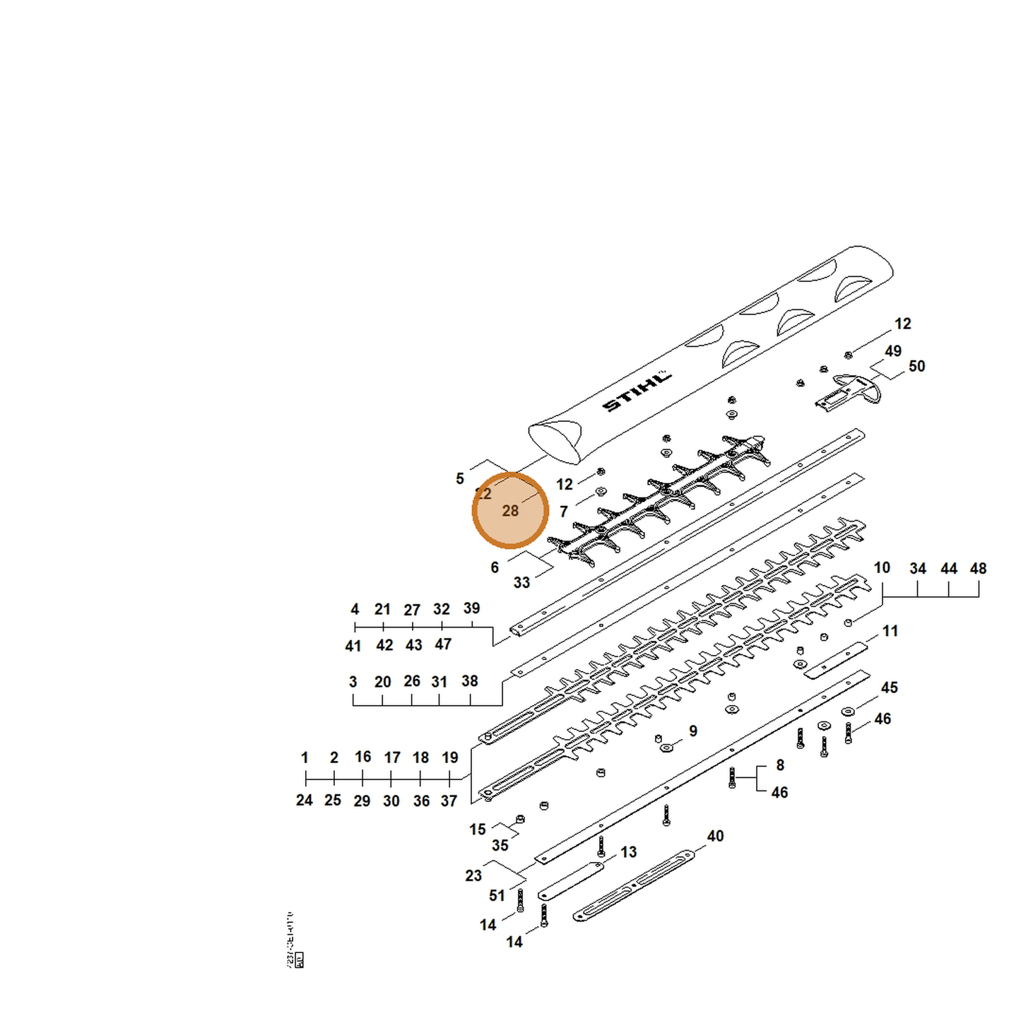 STIHL part 4237-790-9207 — IPL diagram snippet (6x zoom, amber highlight)