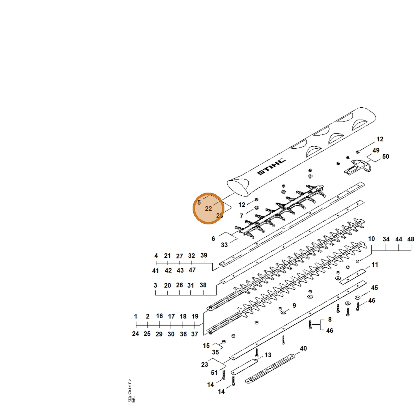 STIHL part 4237-790-9208 — IPL diagram snippet (6x zoom, amber highlight)