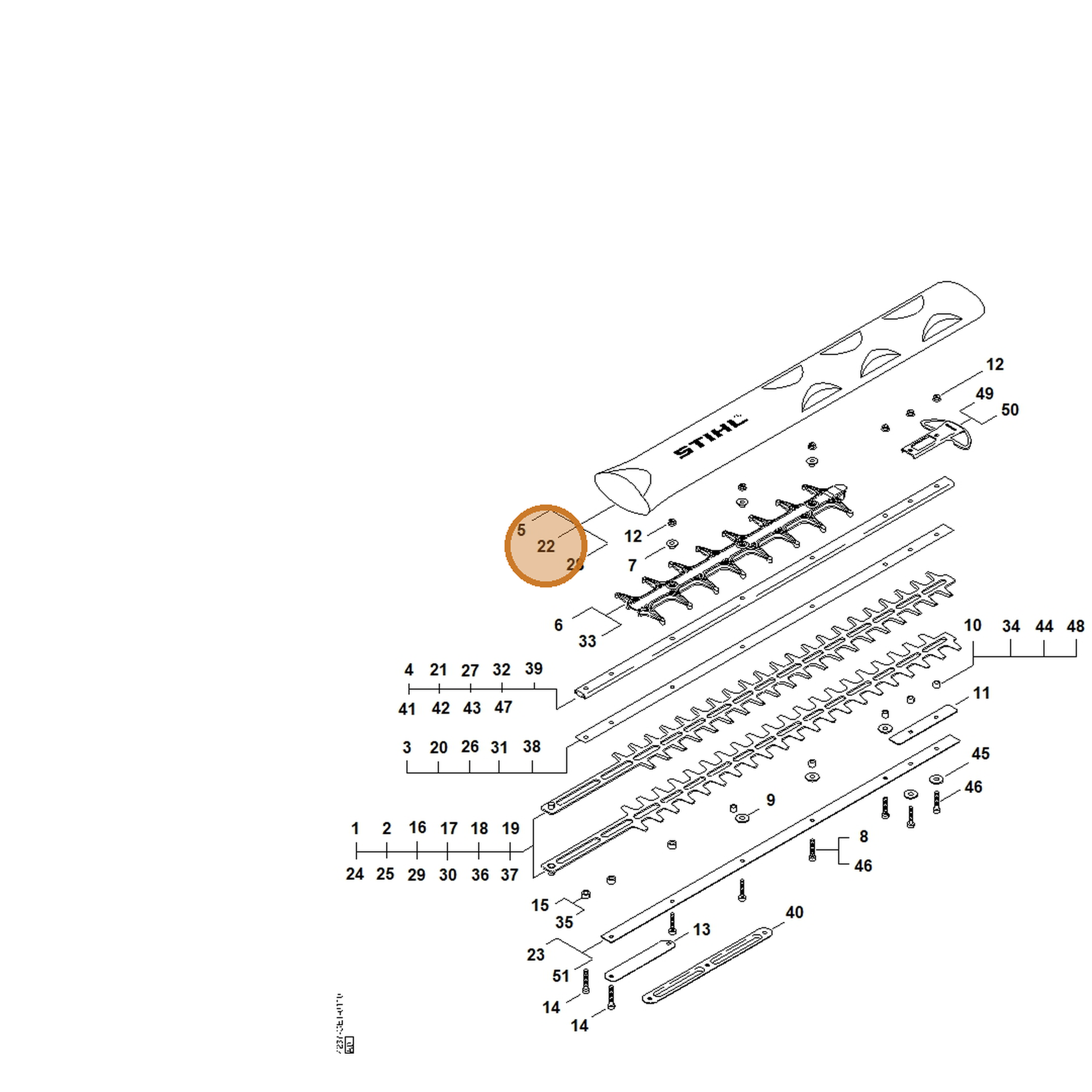 STIHL part 4237-790-9208 — IPL diagram snippet (6x zoom, amber highlight)