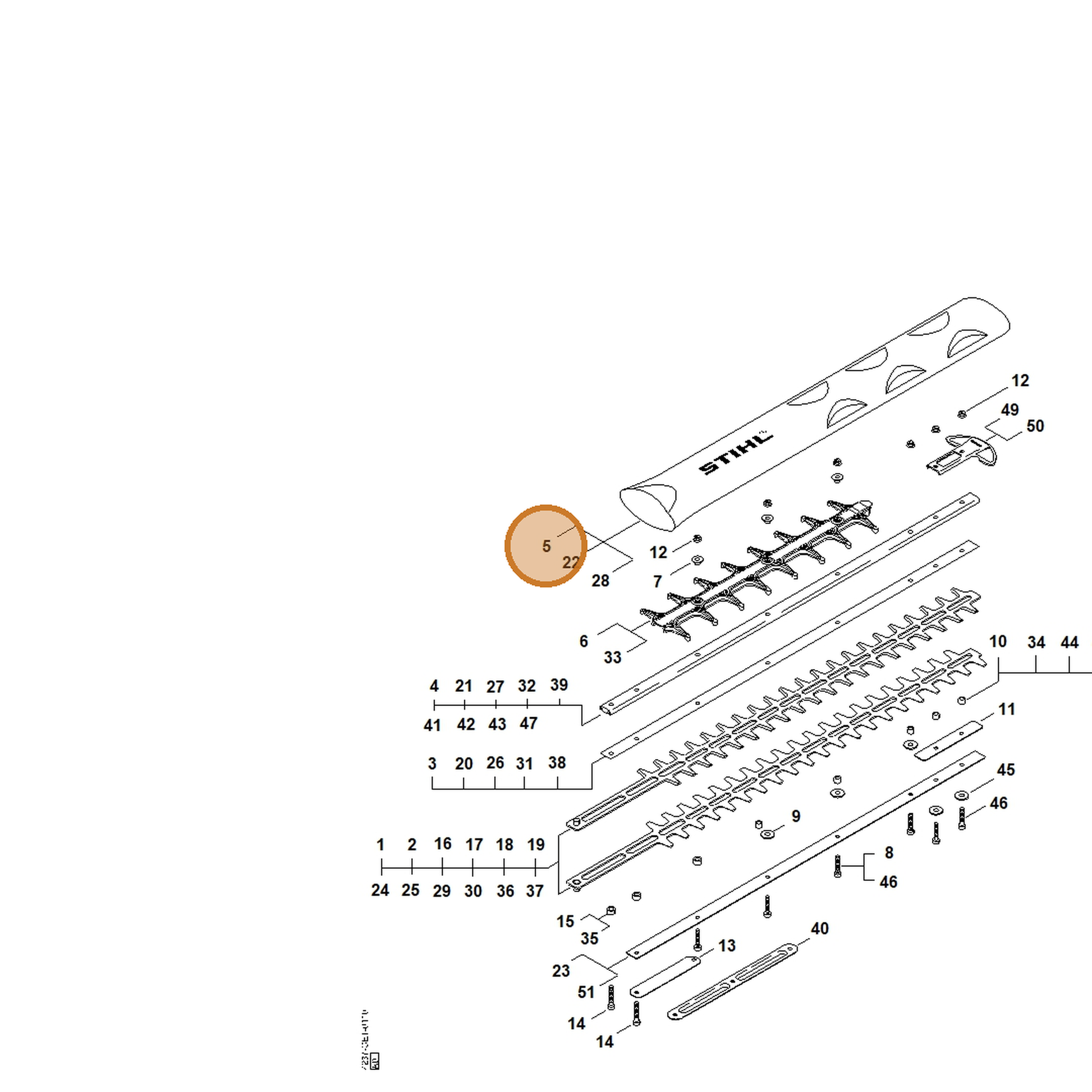 STIHL part 4237-790-9209 — IPL diagram snippet (6x zoom, amber highlight)
