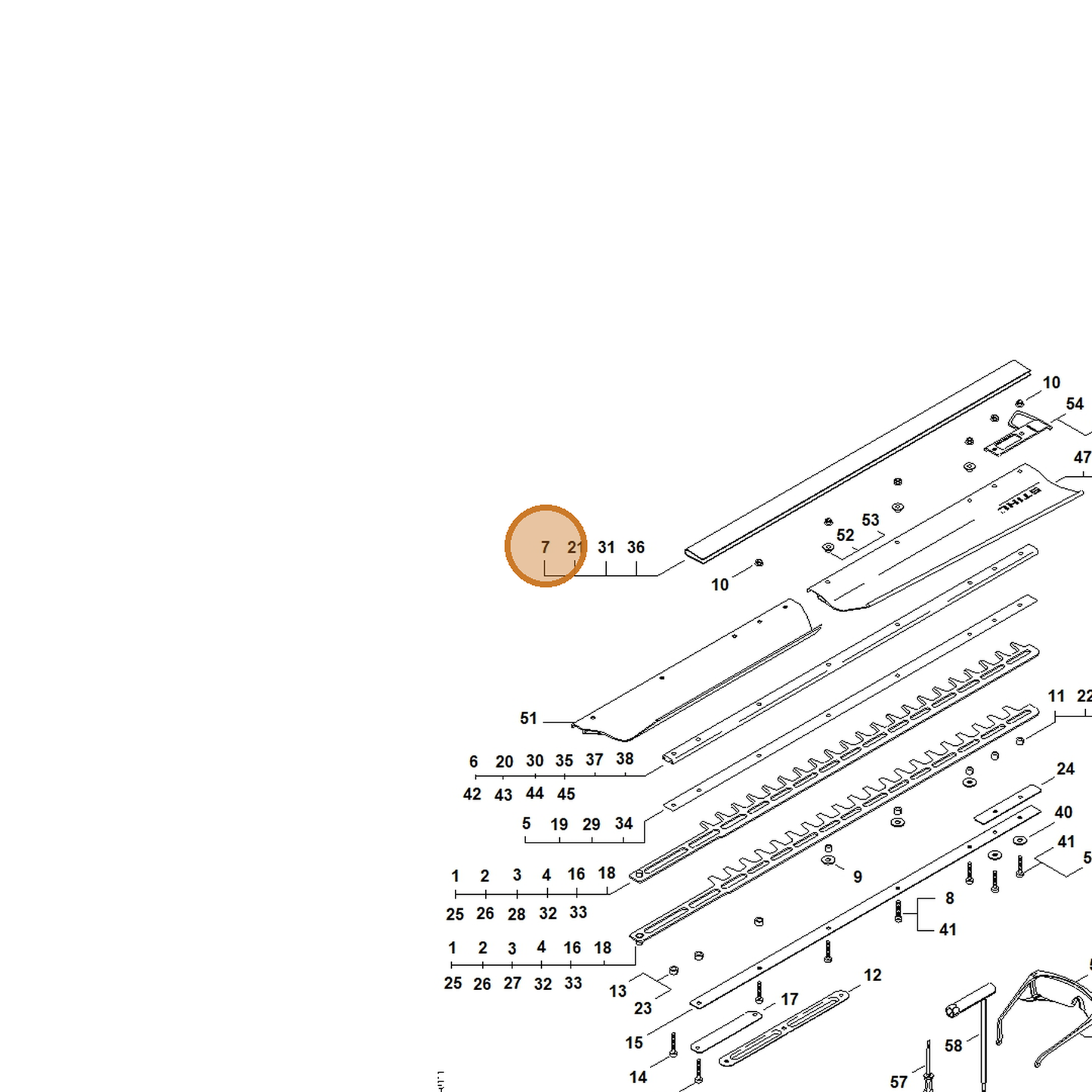 STIHL part 4237-790-9210 — IPL diagram snippet (6x zoom, amber highlight)