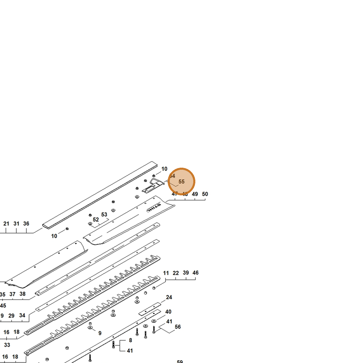 STIHL part 4237-790-9801 — IPL diagram snippet (6x zoom, amber highlight)