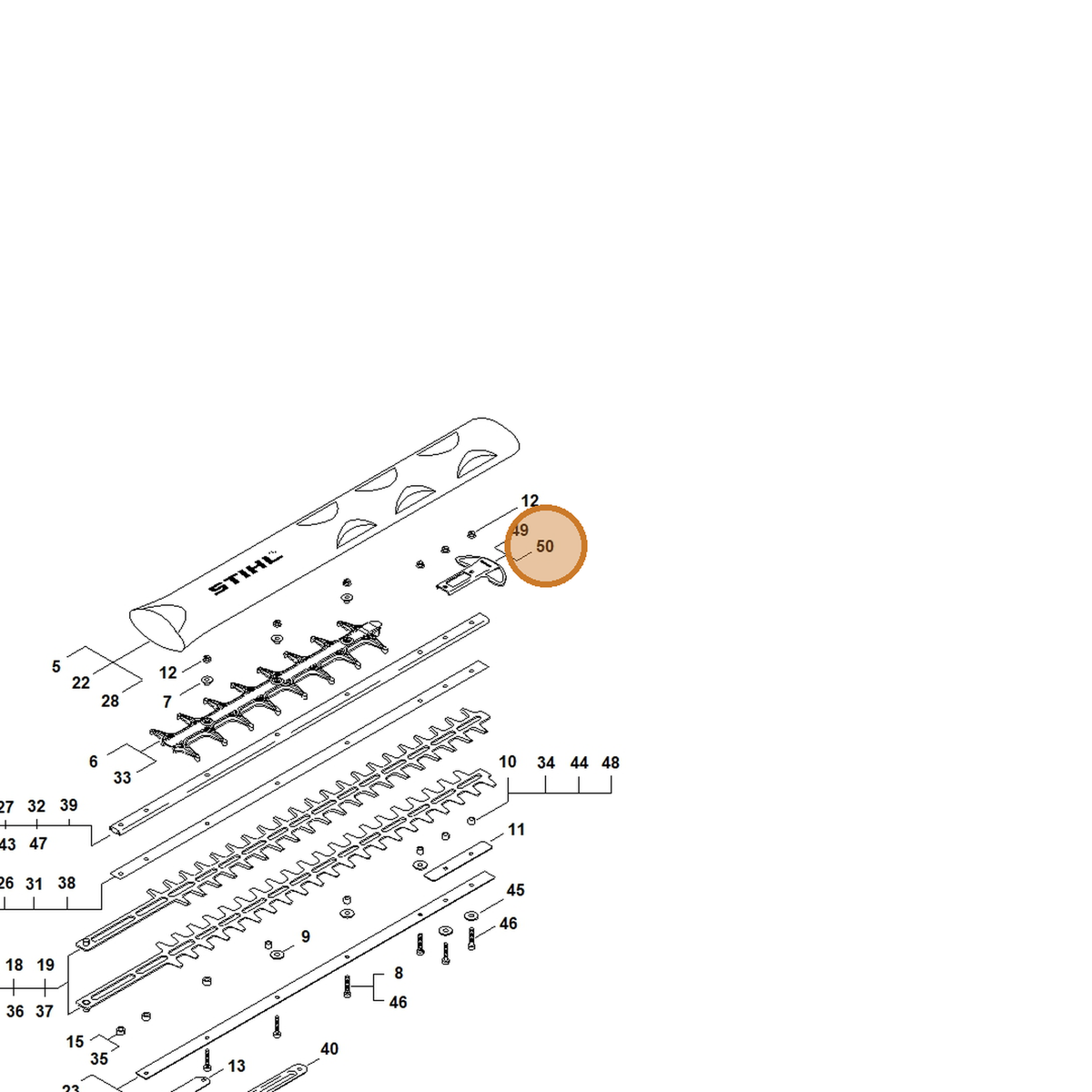 STIHL part 4237-790-9802 — IPL diagram snippet (6x zoom, amber highlight)