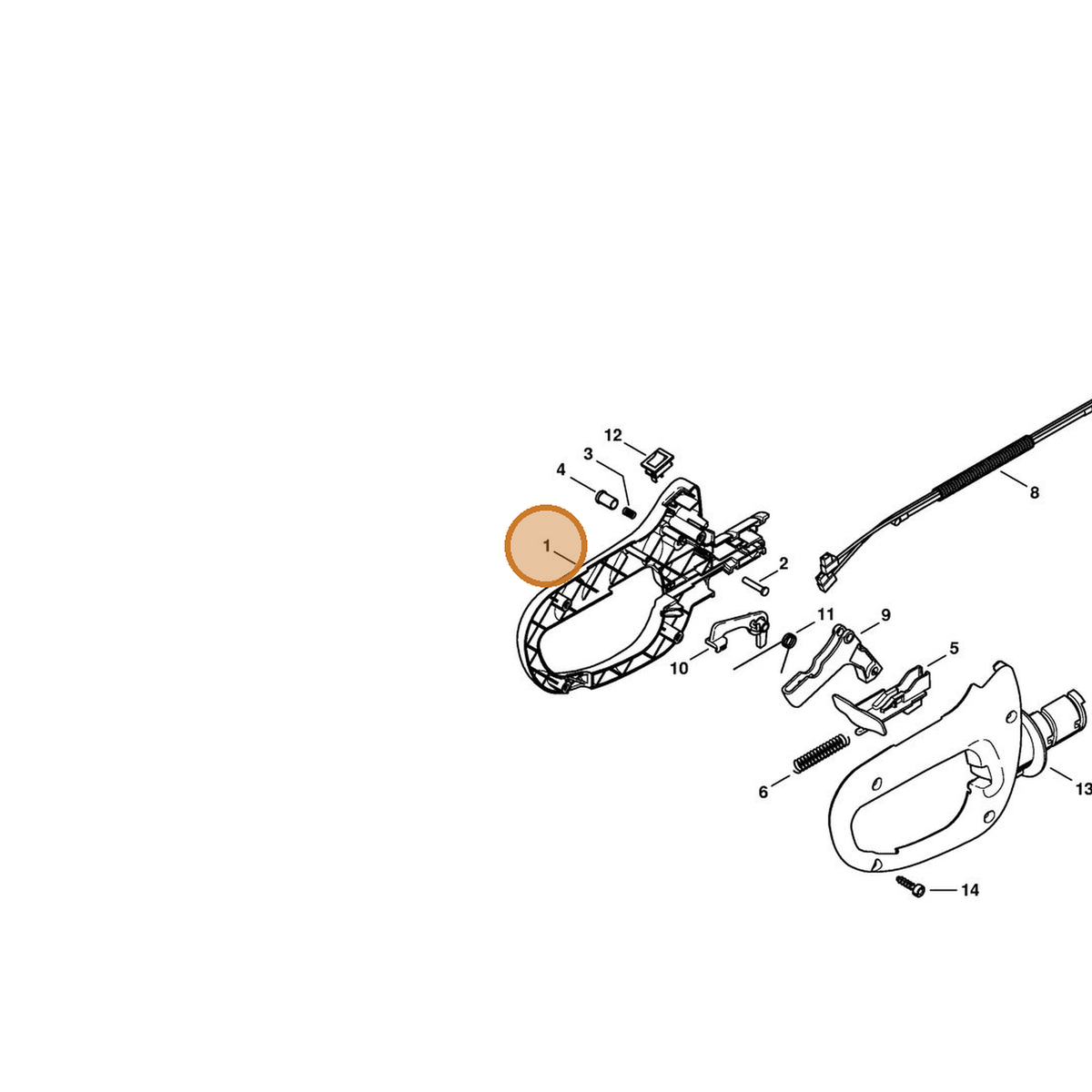 STIHL part 4237-791-0607 — IPL diagram snippet (6x zoom, amber highlight)