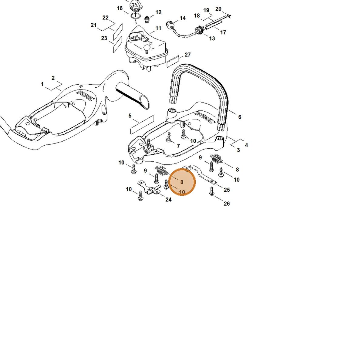 STIHL part 4237-791-3101 — IPL diagram snippet (6x zoom, amber highlight)