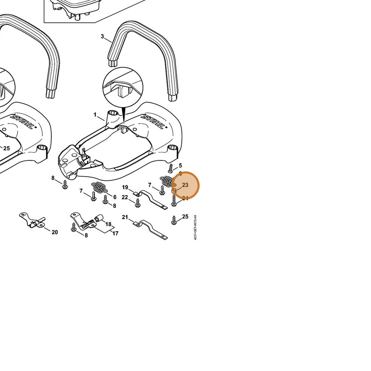 STIHL part 4237-791-7201 — IPL diagram snippet (6x zoom, amber highlight)