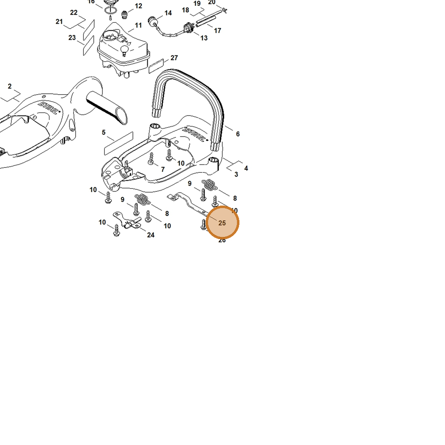 STIHL part 4237-792-1100 — IPL diagram snippet (6x zoom, amber highlight)